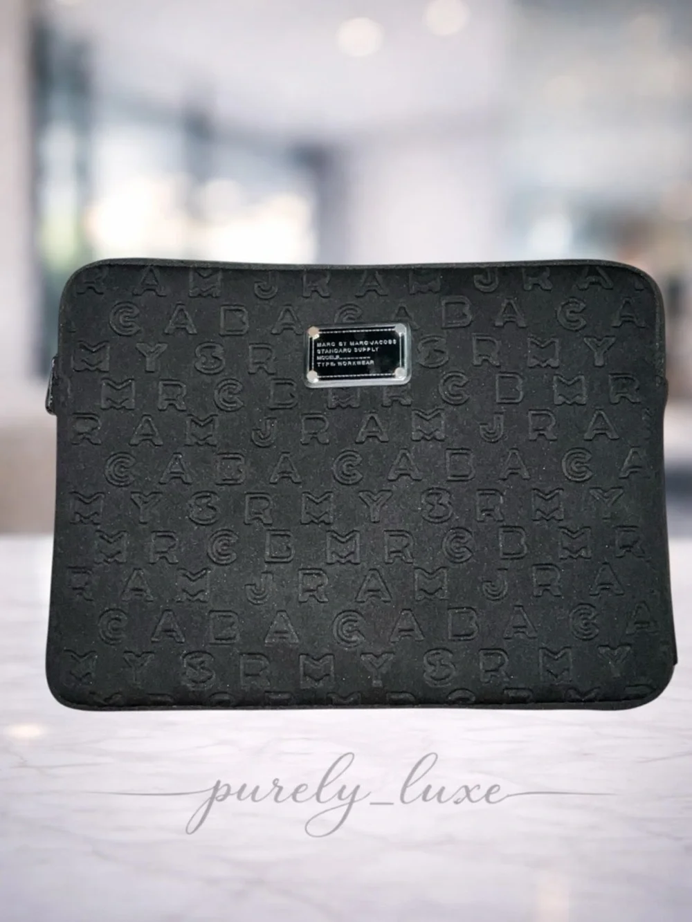 Marc By Marc Jacobs Black Embossed Monogram Laptop Sleeve - Picture 1 of 4